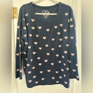Chaser Navy Heart Pattern Women's Sweater